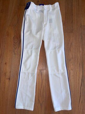 NWT Mizuno White Blue Piped Baseball Pants Youth XL
